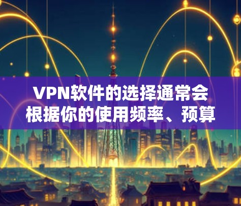 VPN软件的选择通常会根据你的使用频率、预算以及对网络的安全性和隐私要求来决定。以下是一些推荐的VPN软件，适合不同需求的用户