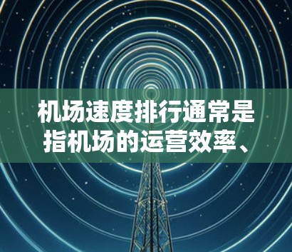 机场速度排行通常是指机场的运营效率、旅客等待时间、登机速度等指标。以下是一些常见的机场速度排行和指标,可以帮助你了解不同机场的交通状况
